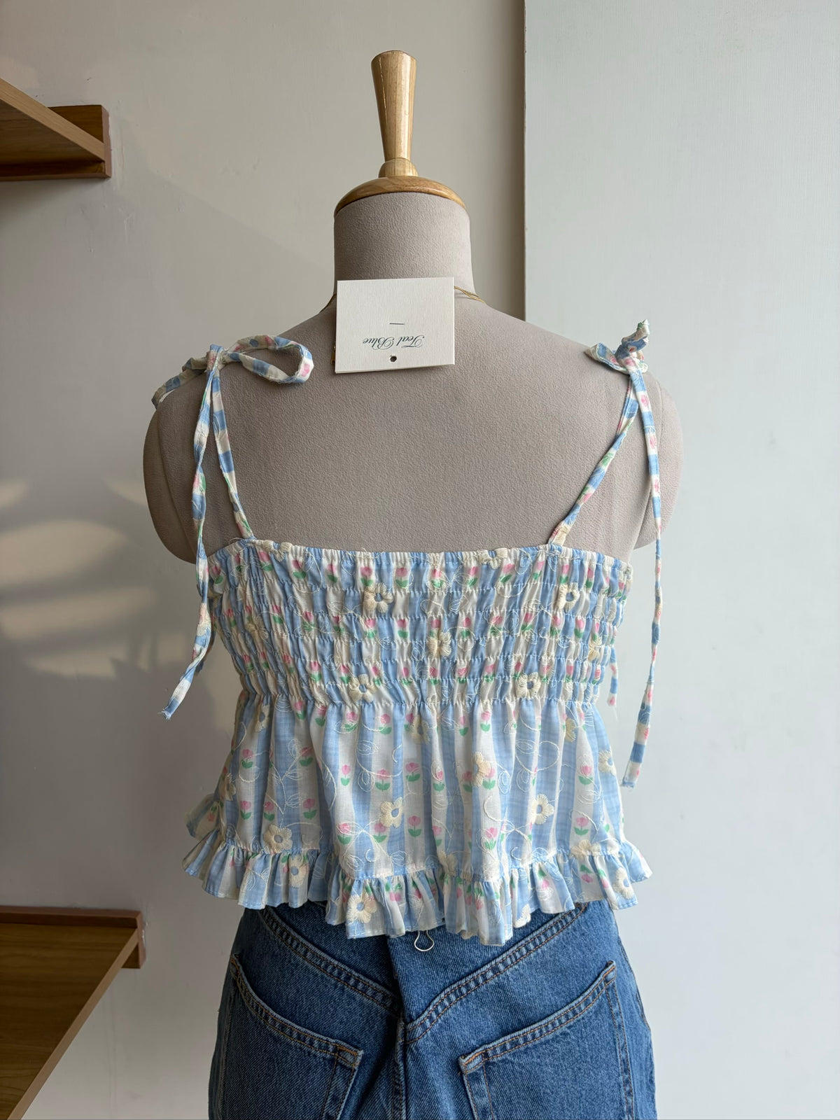 Blue Floral Bustier Top