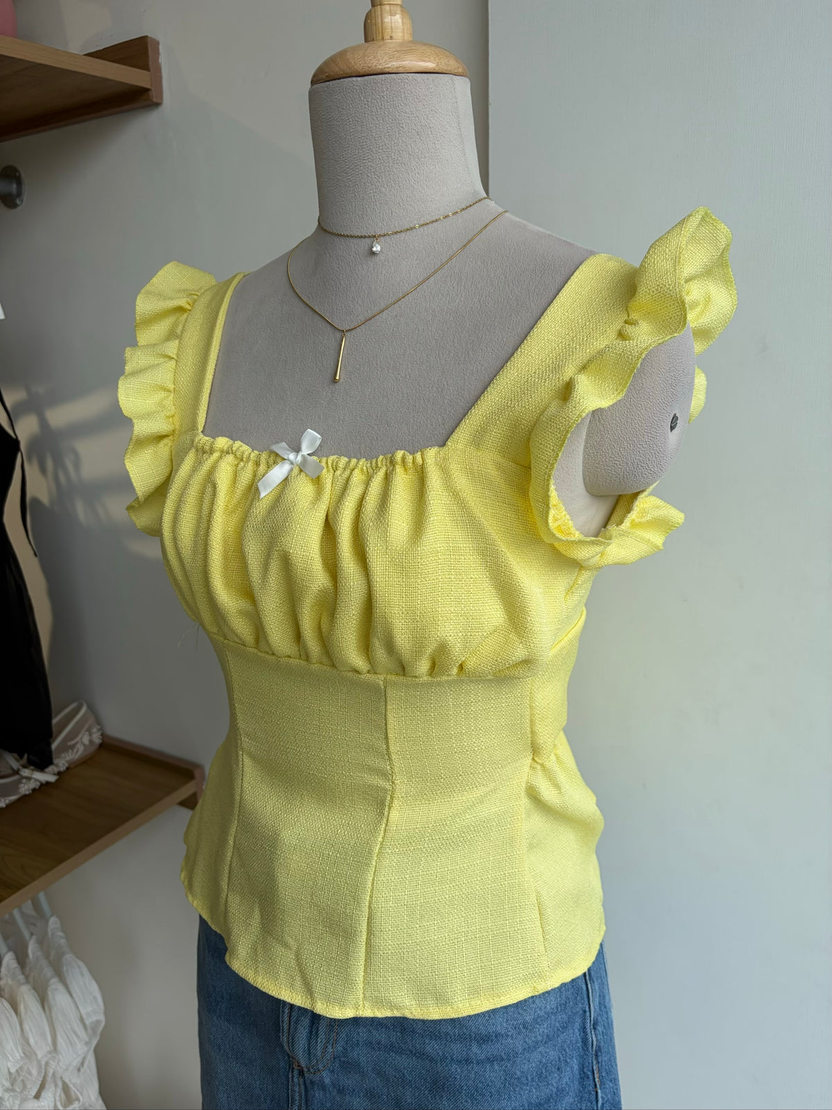 Yellow Back Tie Top