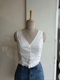 White Front Button Corset Style Top
