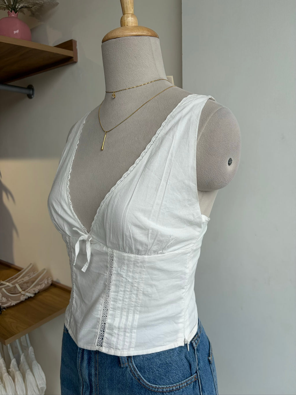White V Neck Top
