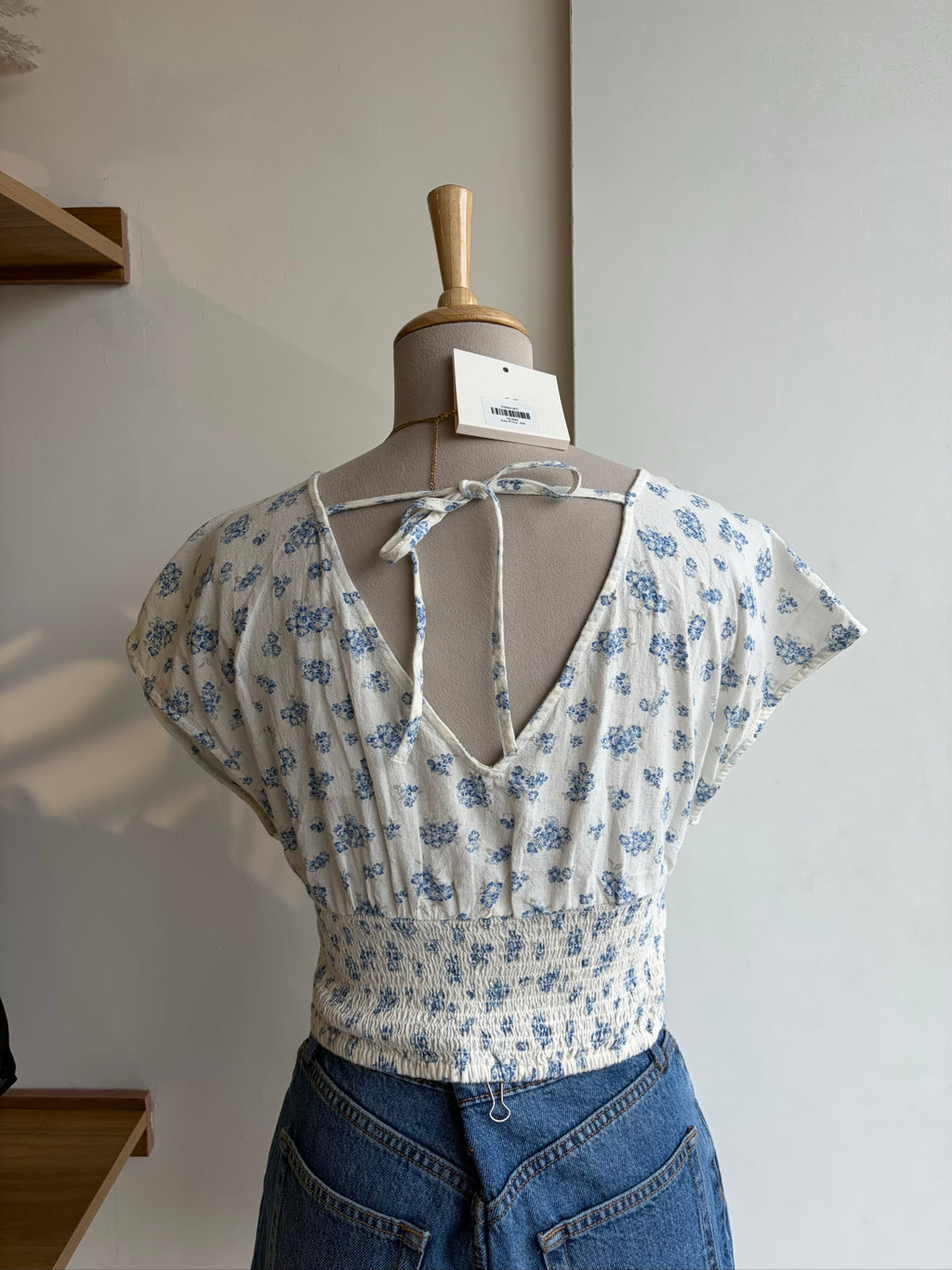 Smocked Waist Floral Print Top