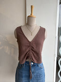 Front Tie Cotton Top Brown
