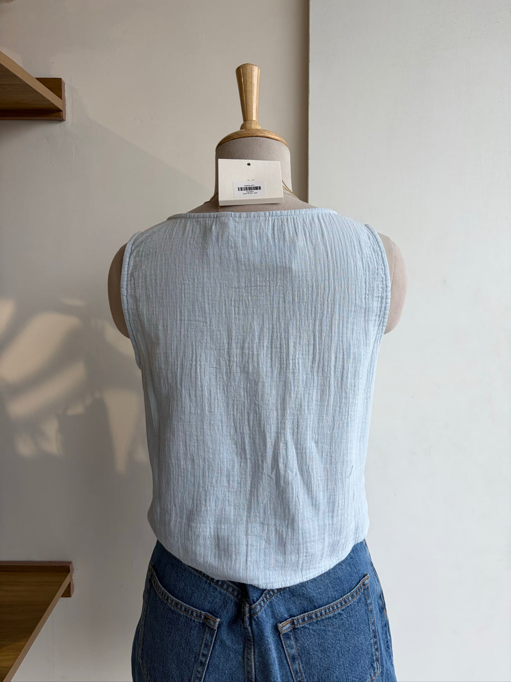Front Tie Cotton Top Blue