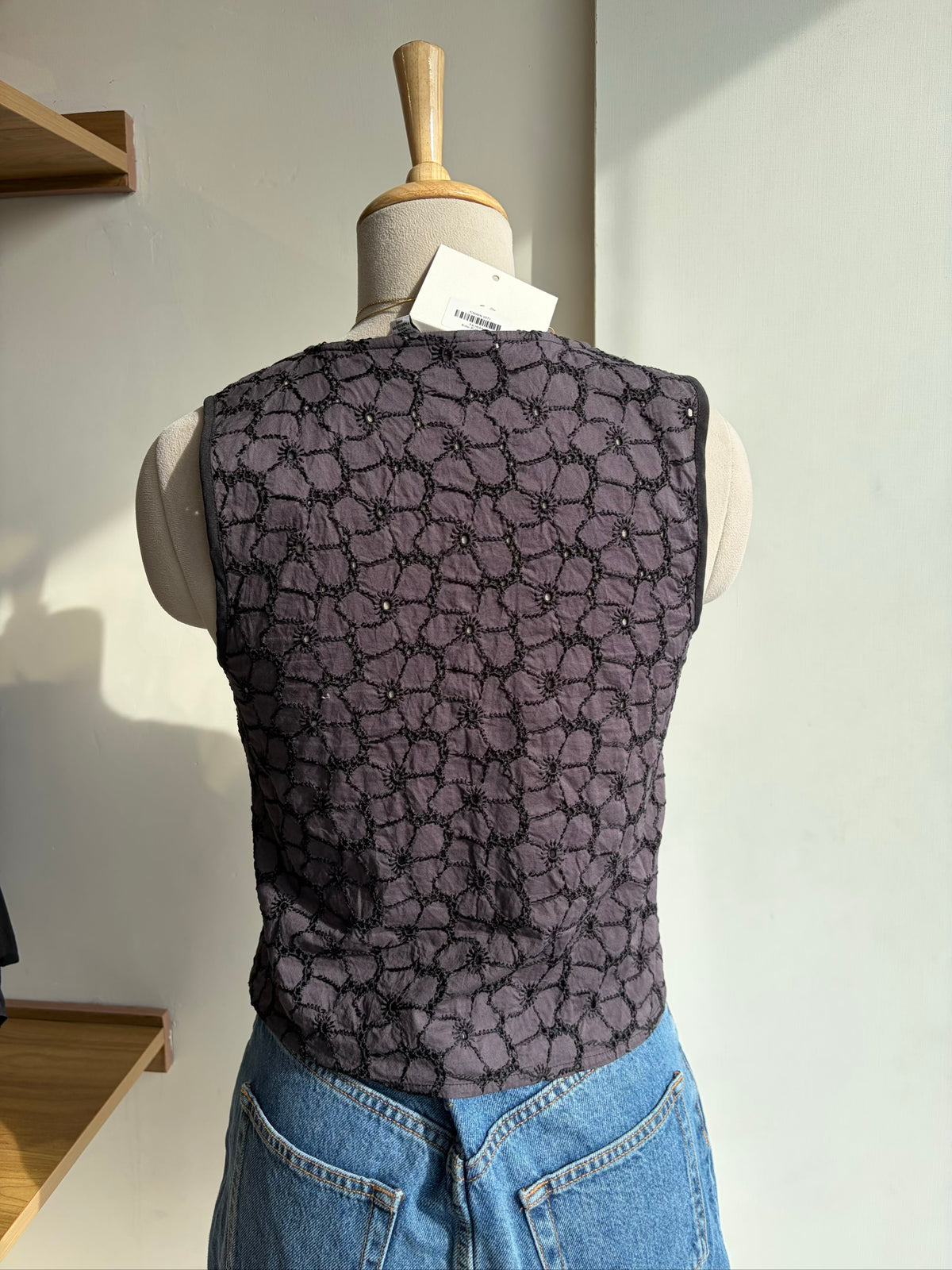 Black Front Tie Top