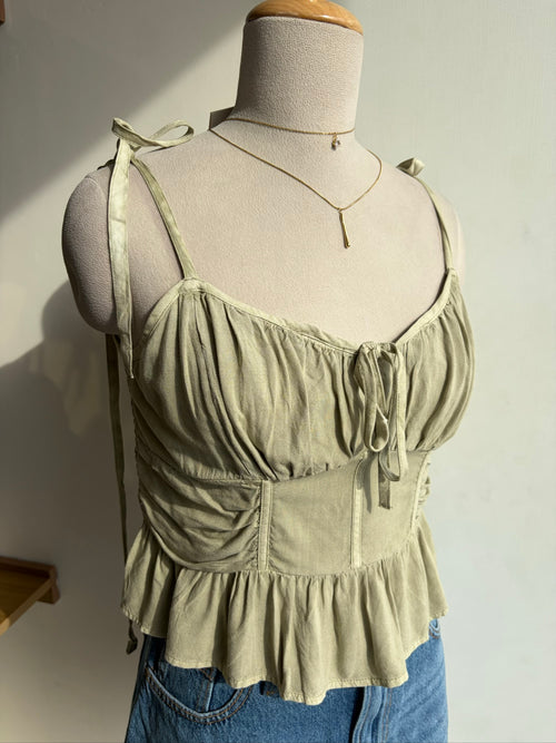 American Eagle Corset Peplum Top