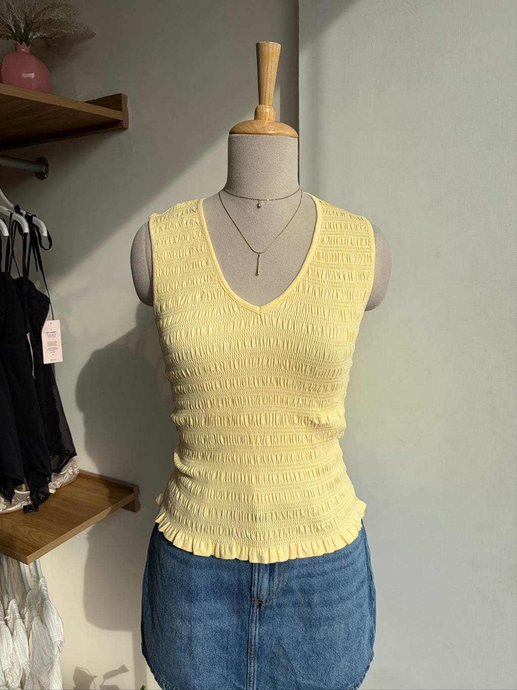 Yellow V Neck Fitted Top
