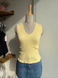 Yellow V Neck Fitted Top