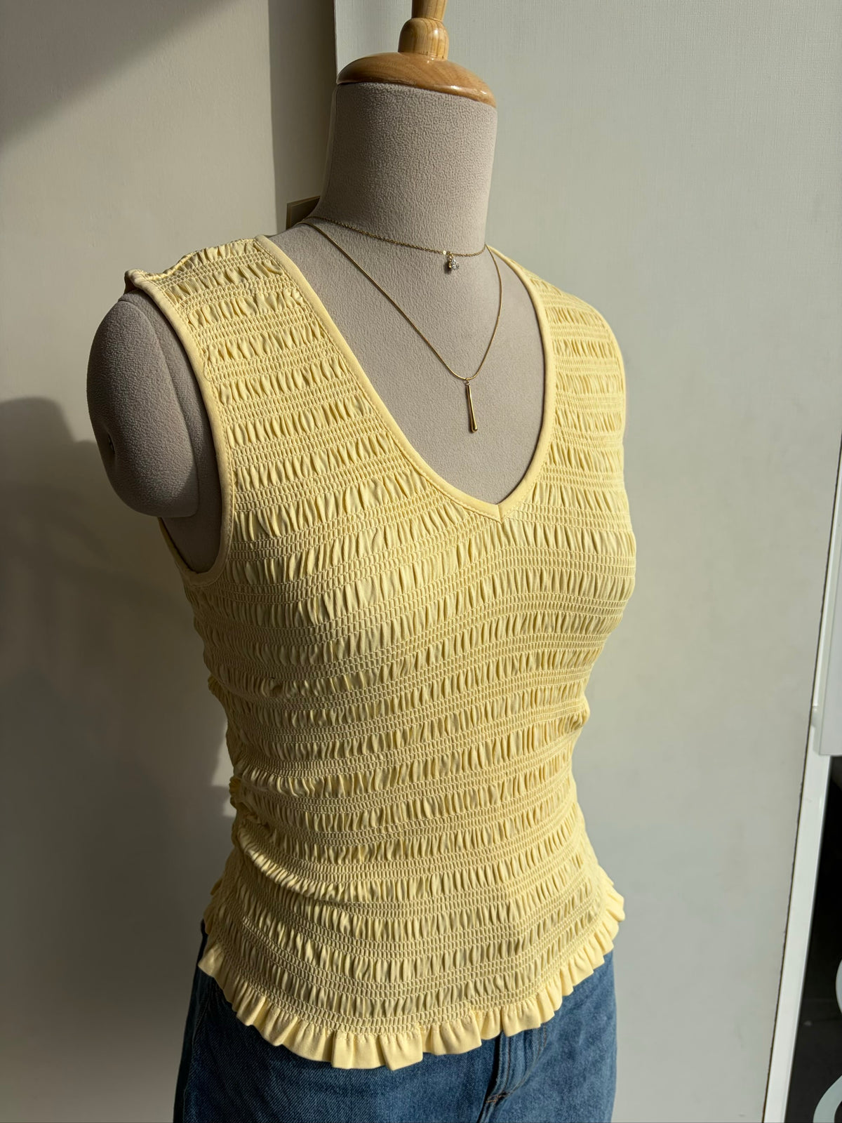 Yellow V Neck Fitted Top