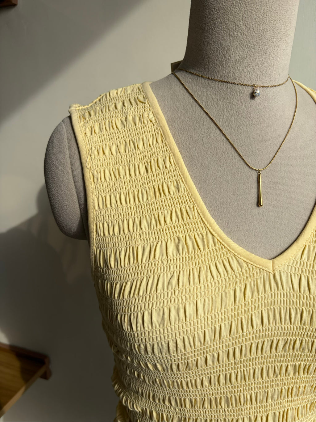 Yellow V Neck Fitted Top