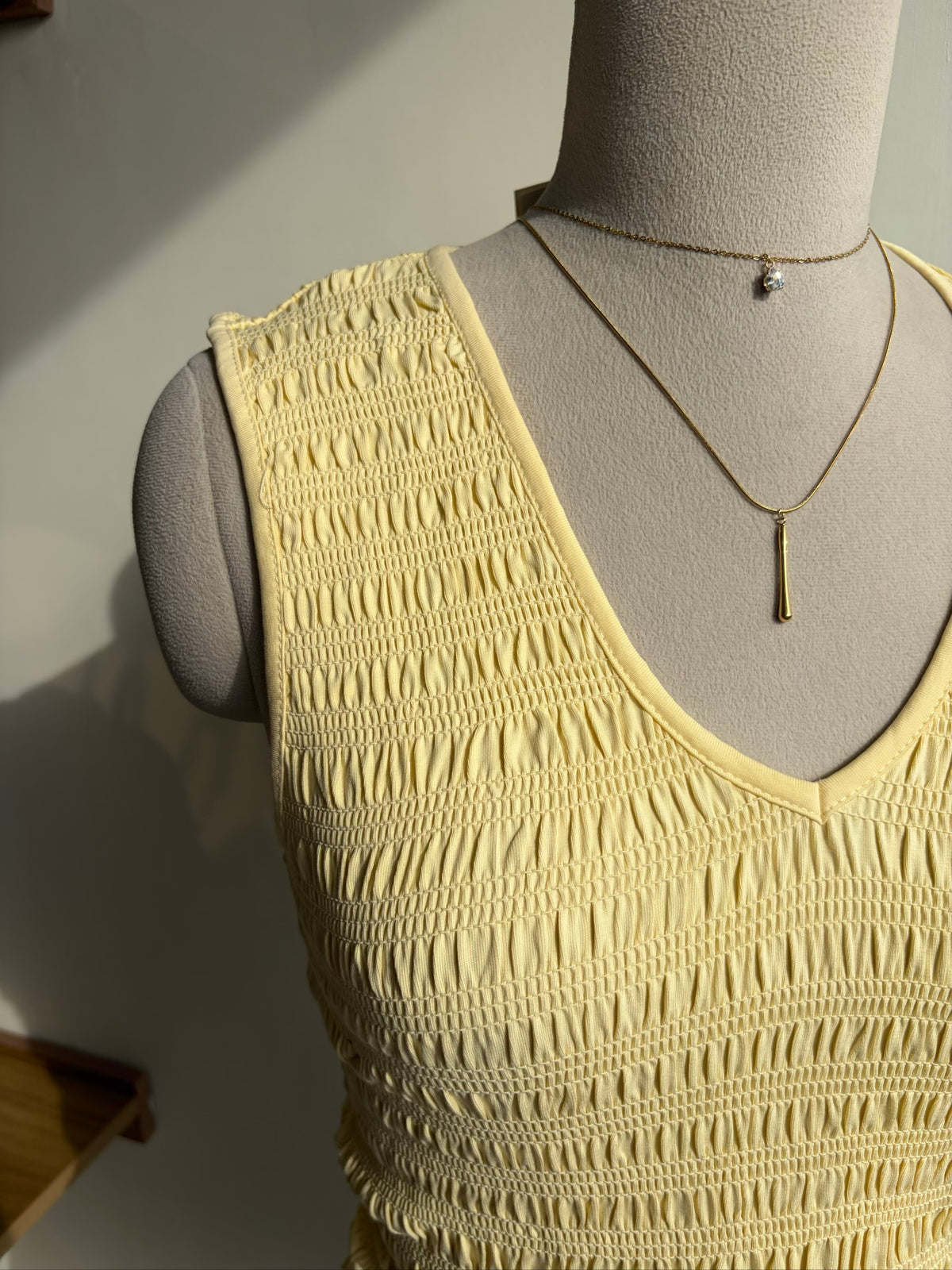 Yellow V Neck Fitted Top