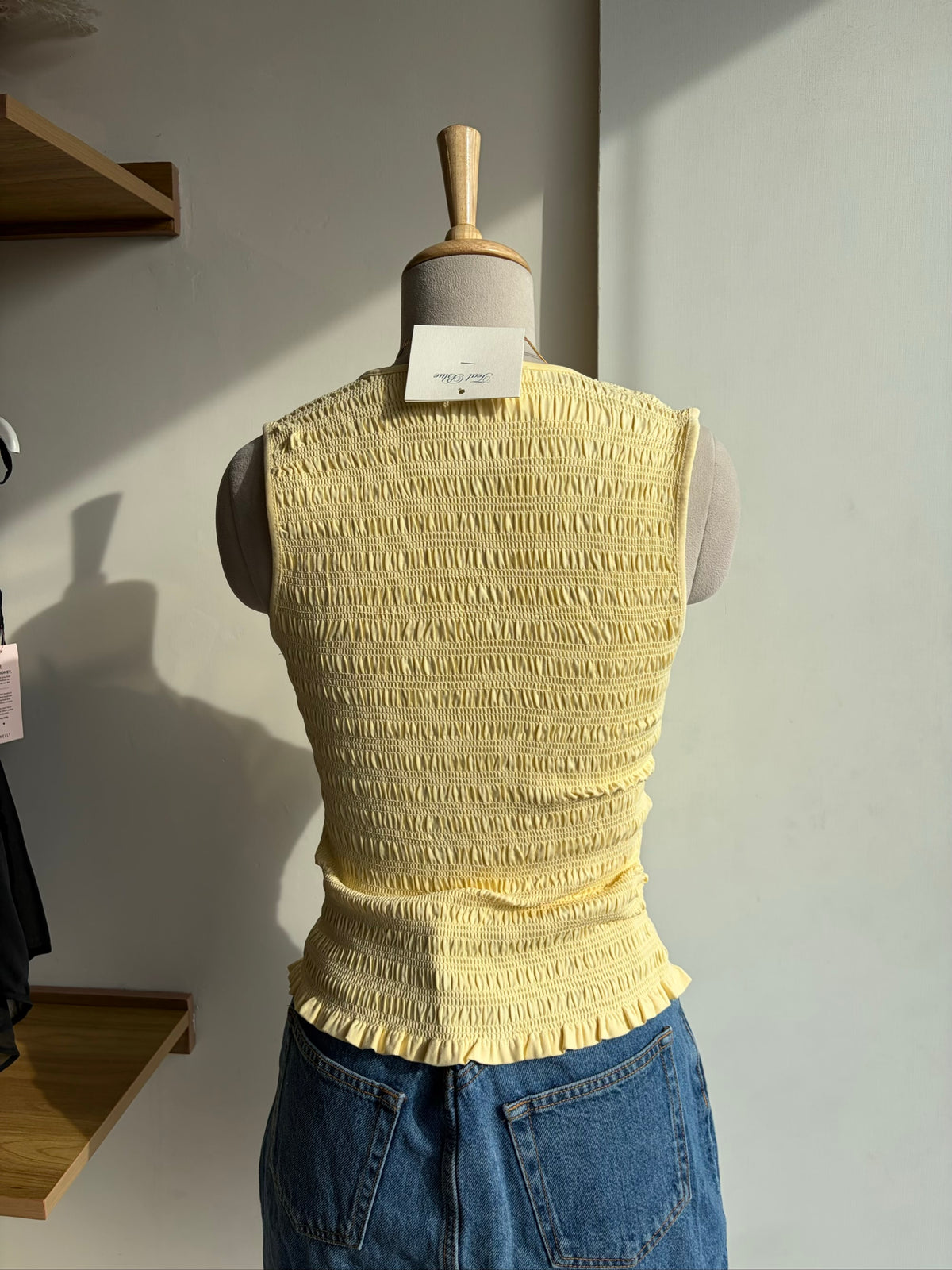 Yellow V Neck Fitted Top