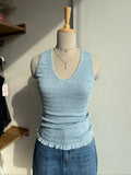 Blue V Neck Fitted Top
