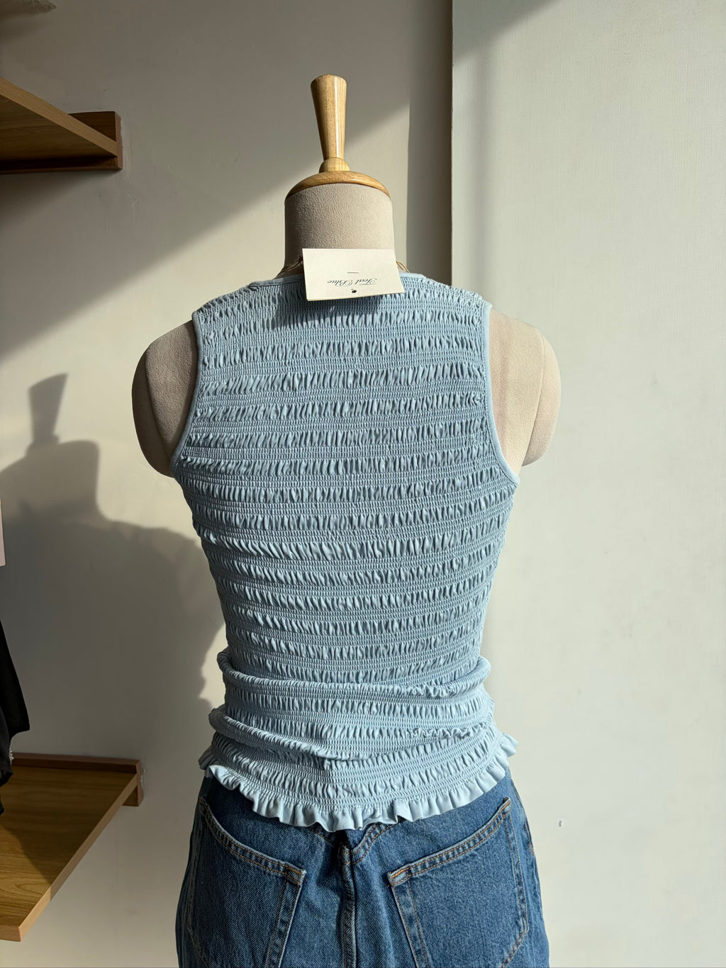 Blue V Neck Fitted Top
