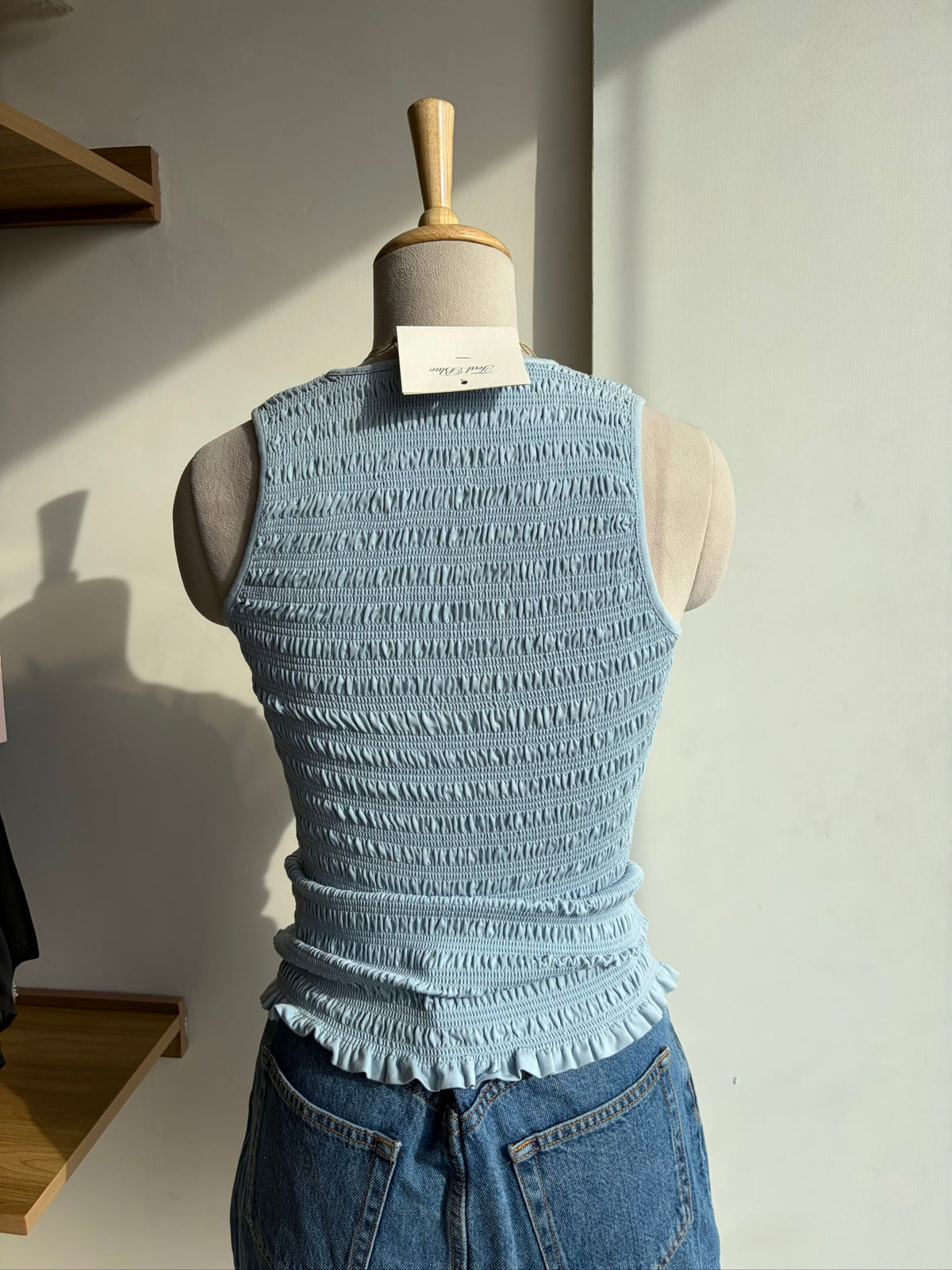Blue V Neck Fitted Top