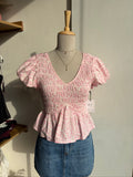 Pink Floral Peplum Top