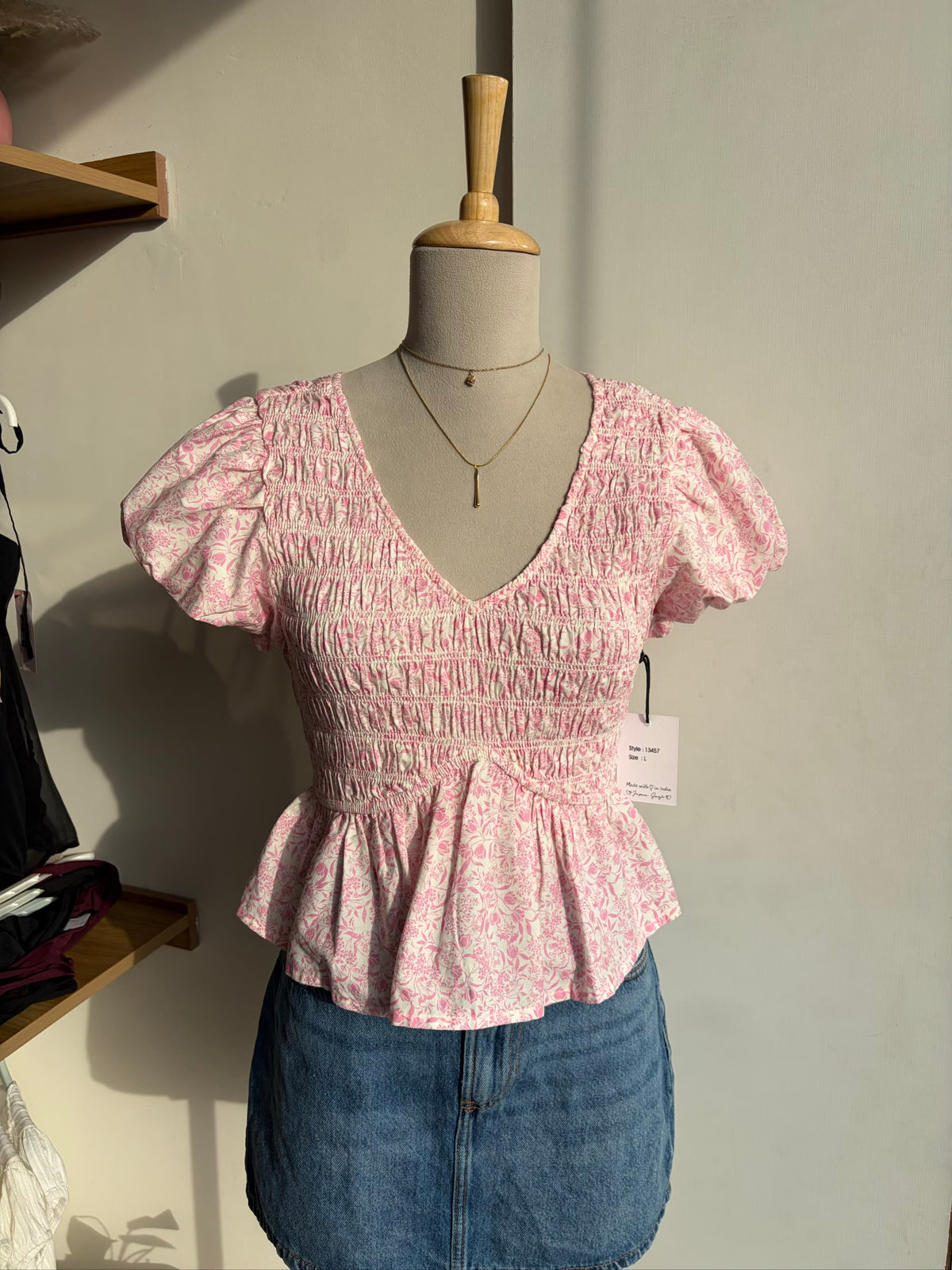 Pink Floral Peplum Top