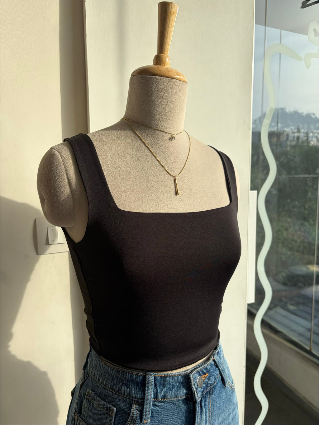 Square Neck Basic Top #002