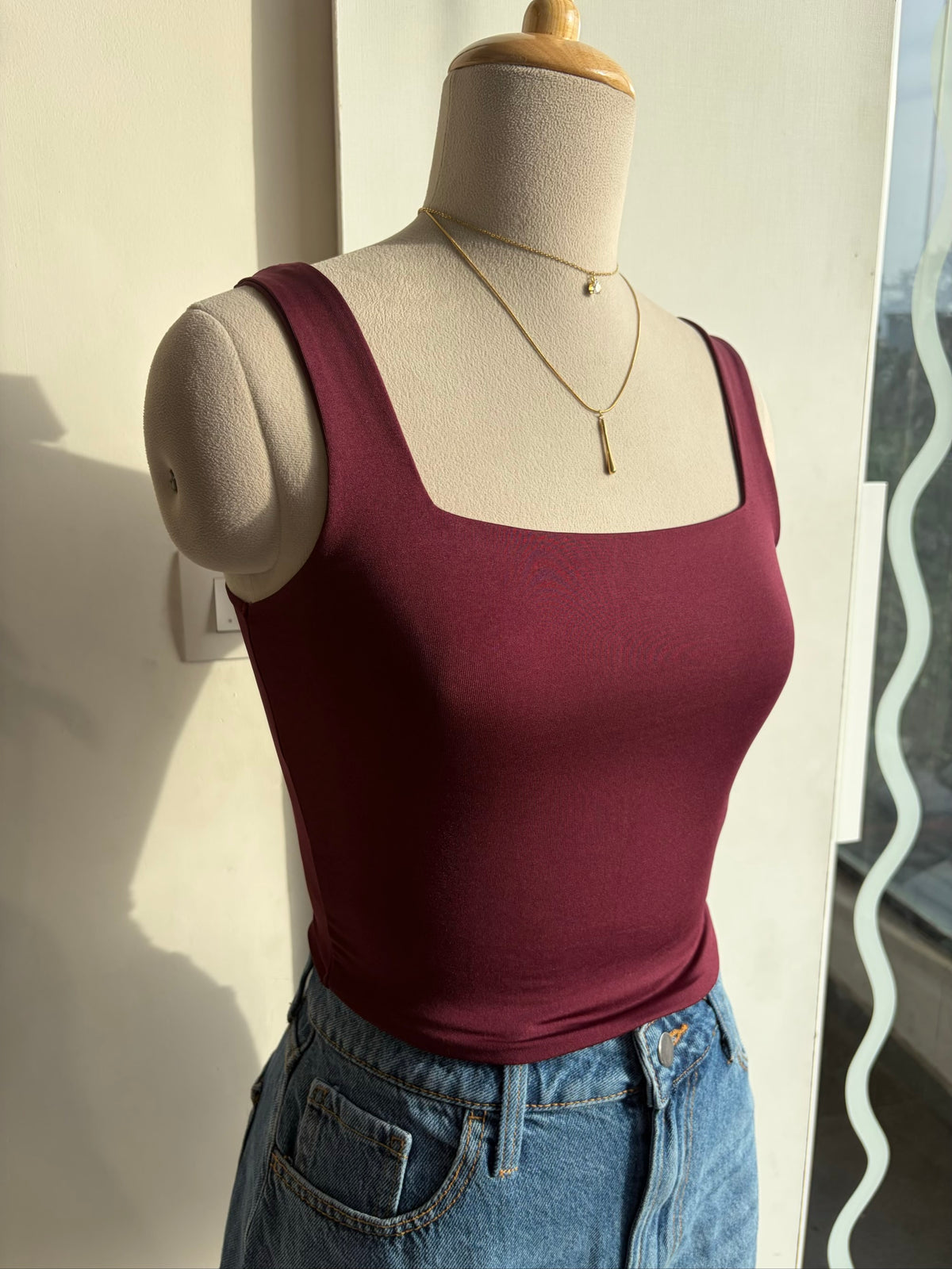 Square Neck Basic Top #001