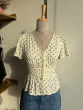 V neck Polka Dot Top