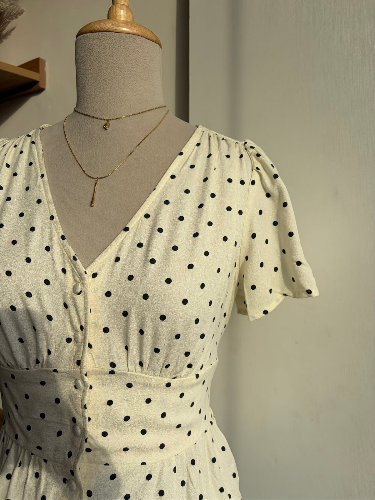 V neck Polka Dot Top