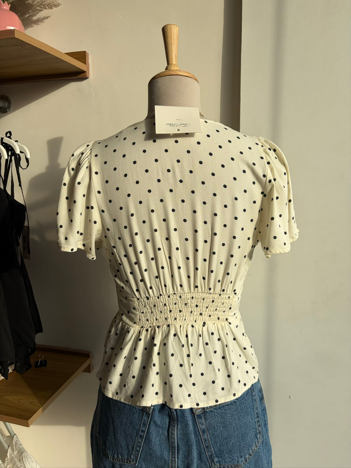 V neck Polka Dot Top