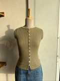 Green Front Button Top