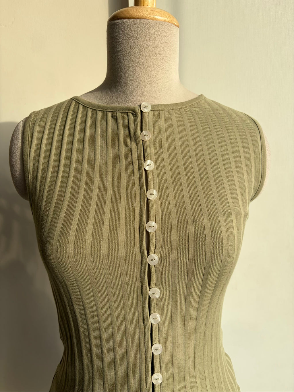 Green Front Button Top