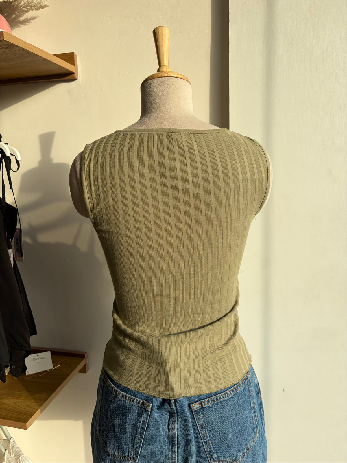 Green Front Button Top