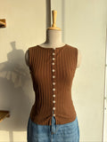 Brown Front Button Top