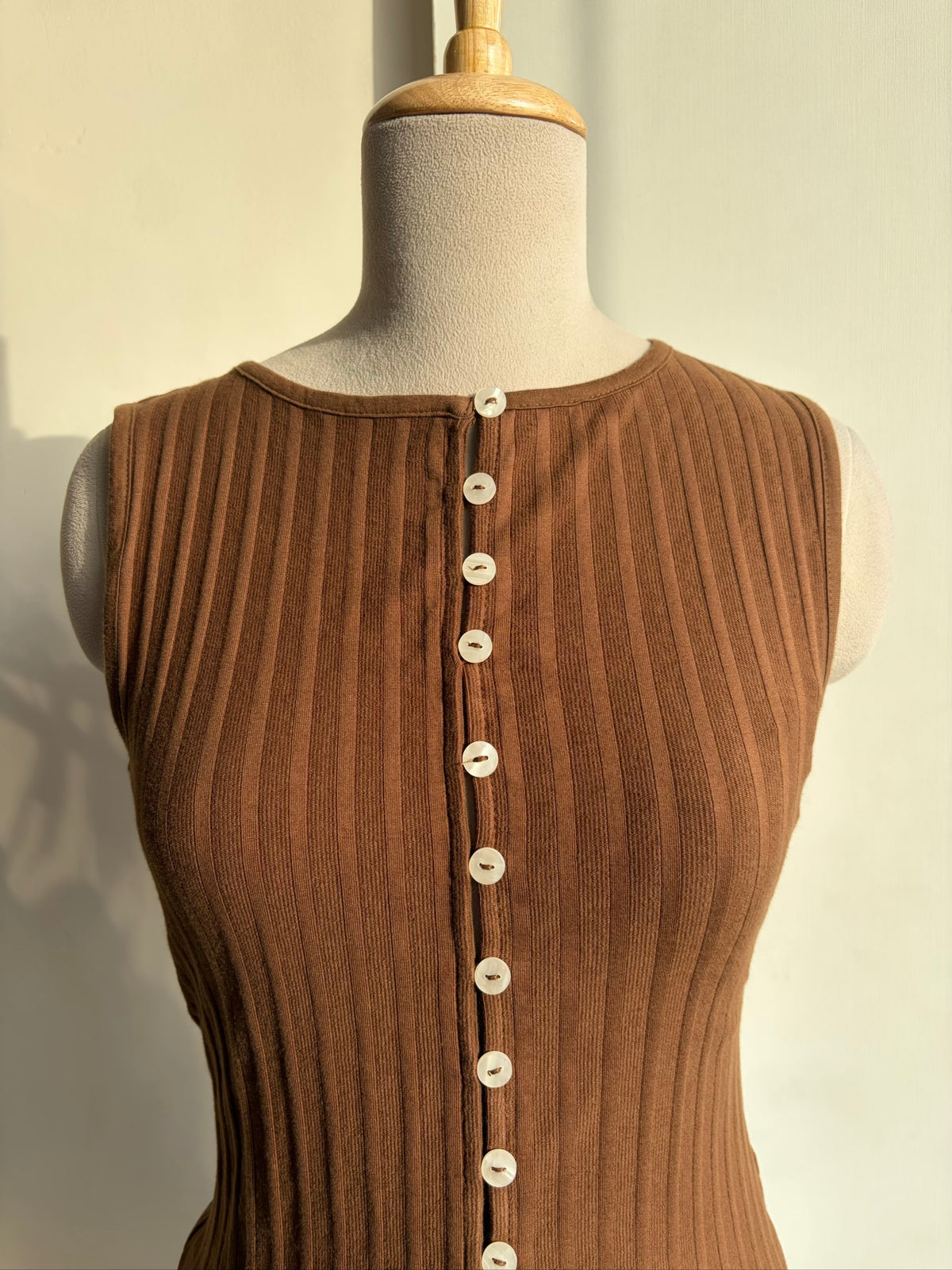 Brown Front Button Top