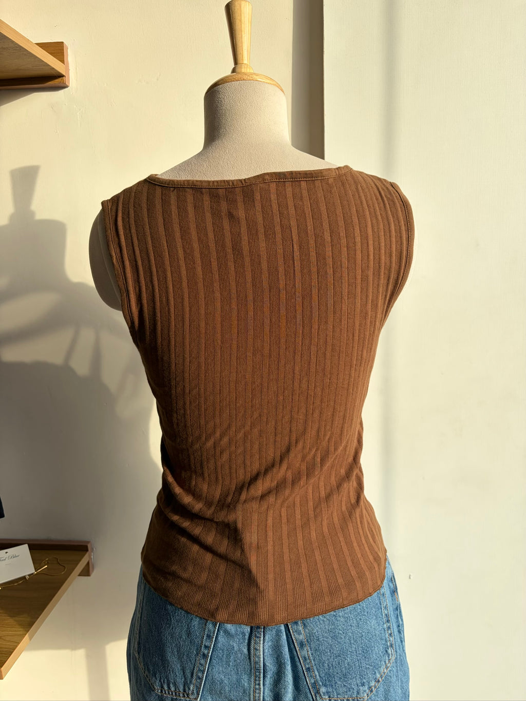 Brown Front Button Top