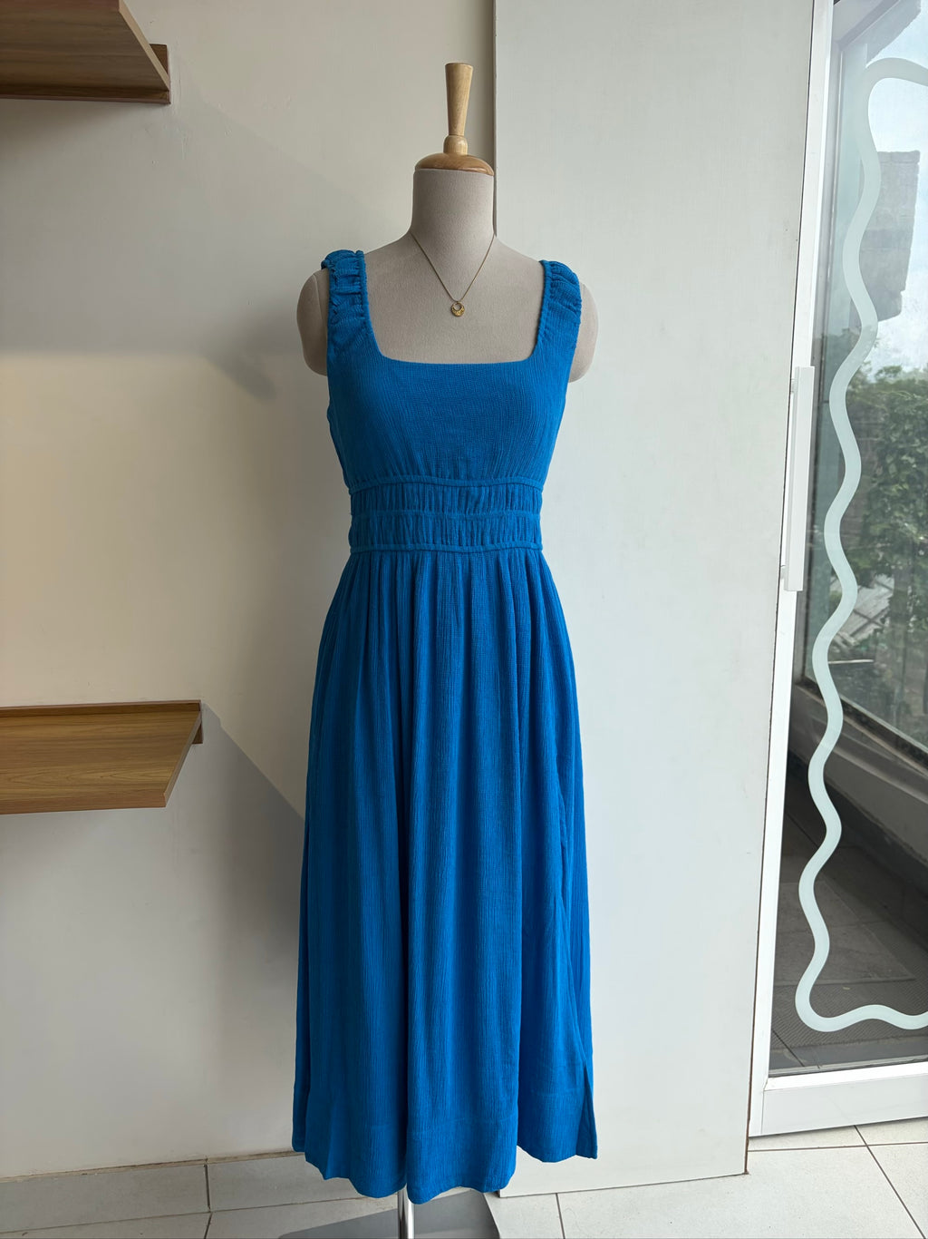 Blue Side Slit Dress