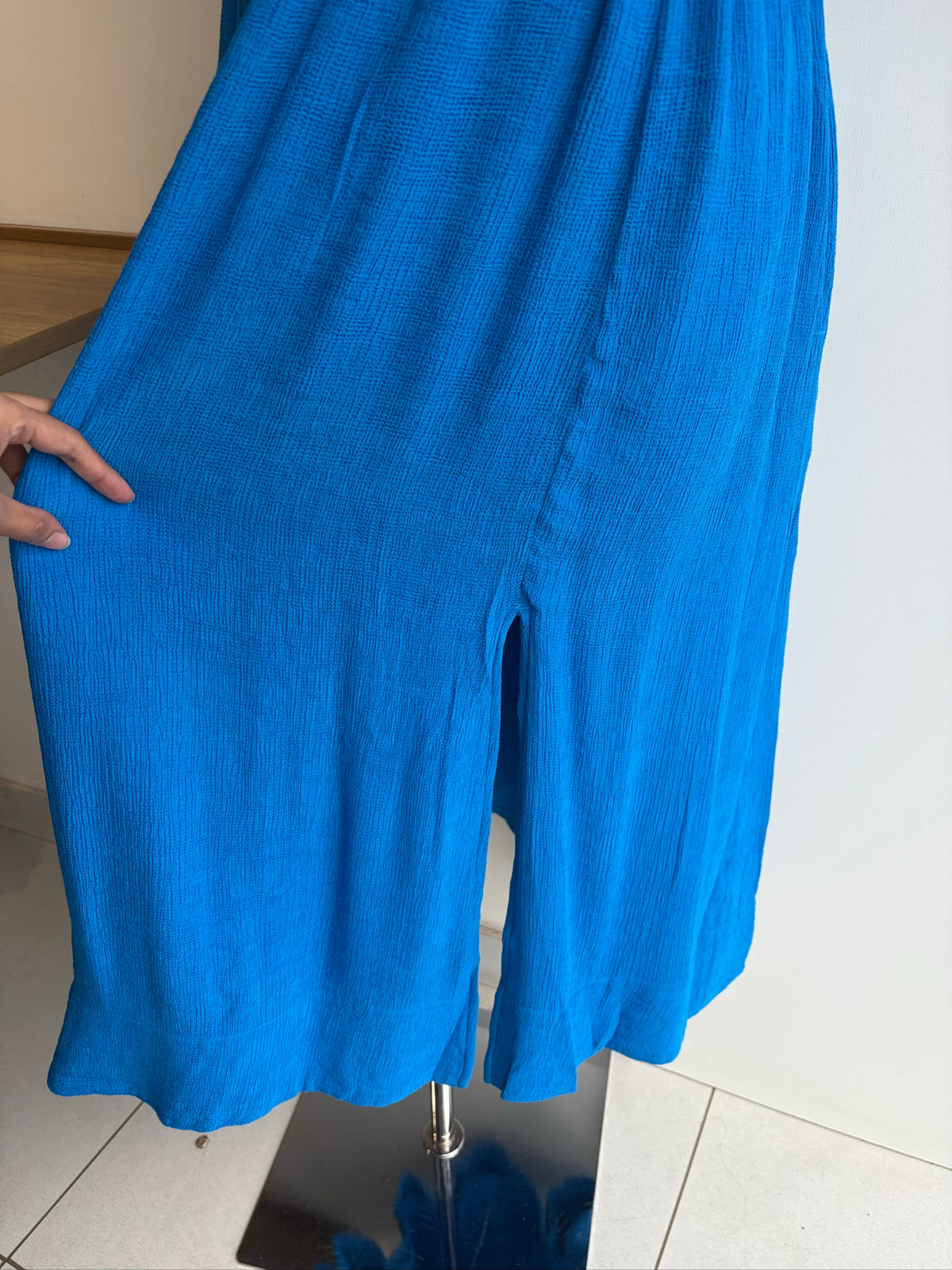 Blue Side Slit Dress