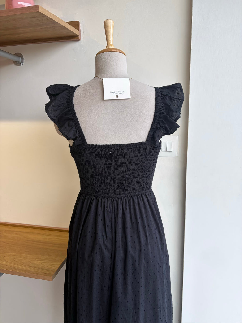 Black Frill Sleeve Long Dress