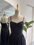 Black Corset Pattern Midi Dress