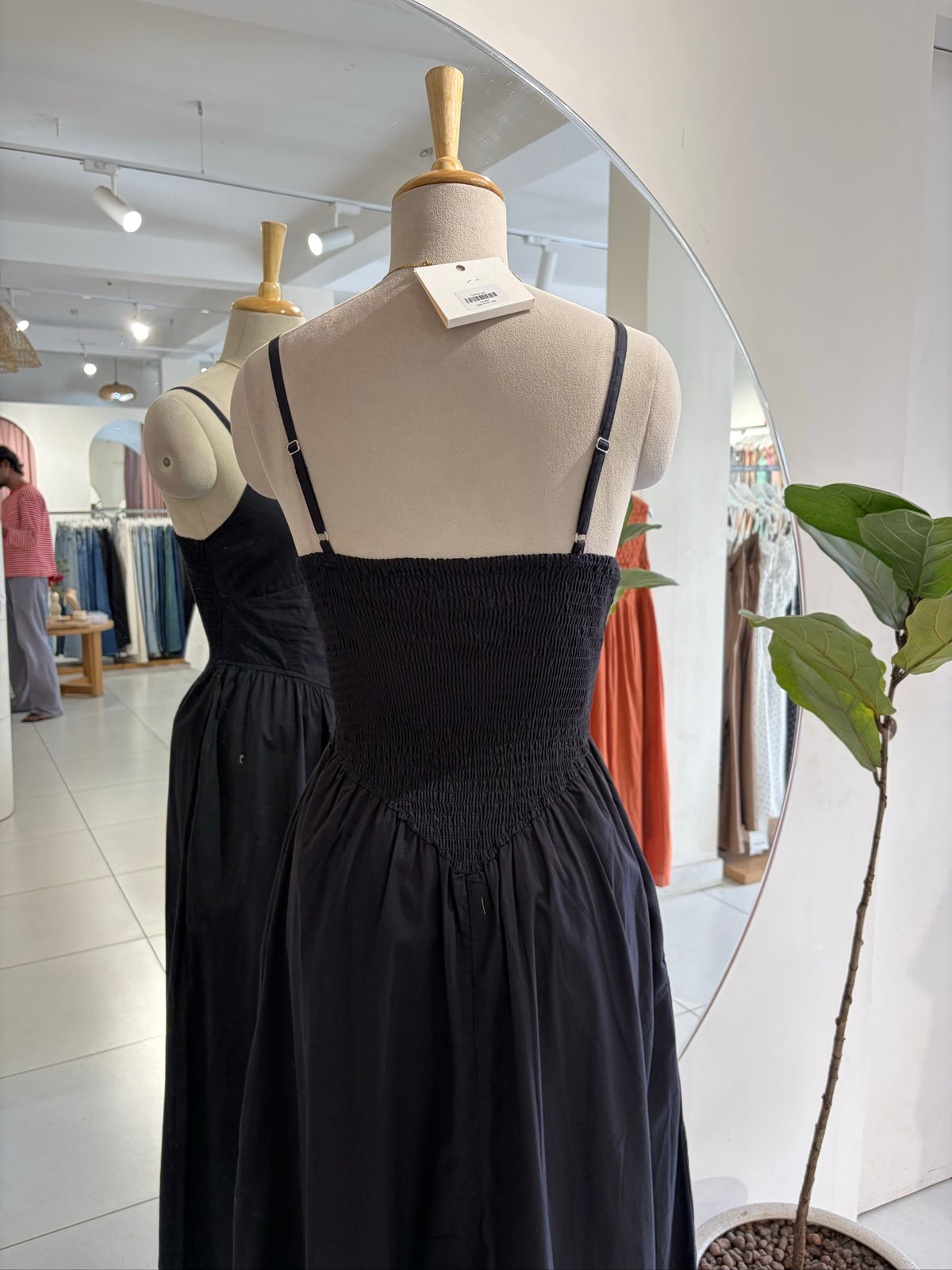 Black Corset Pattern Midi Dress