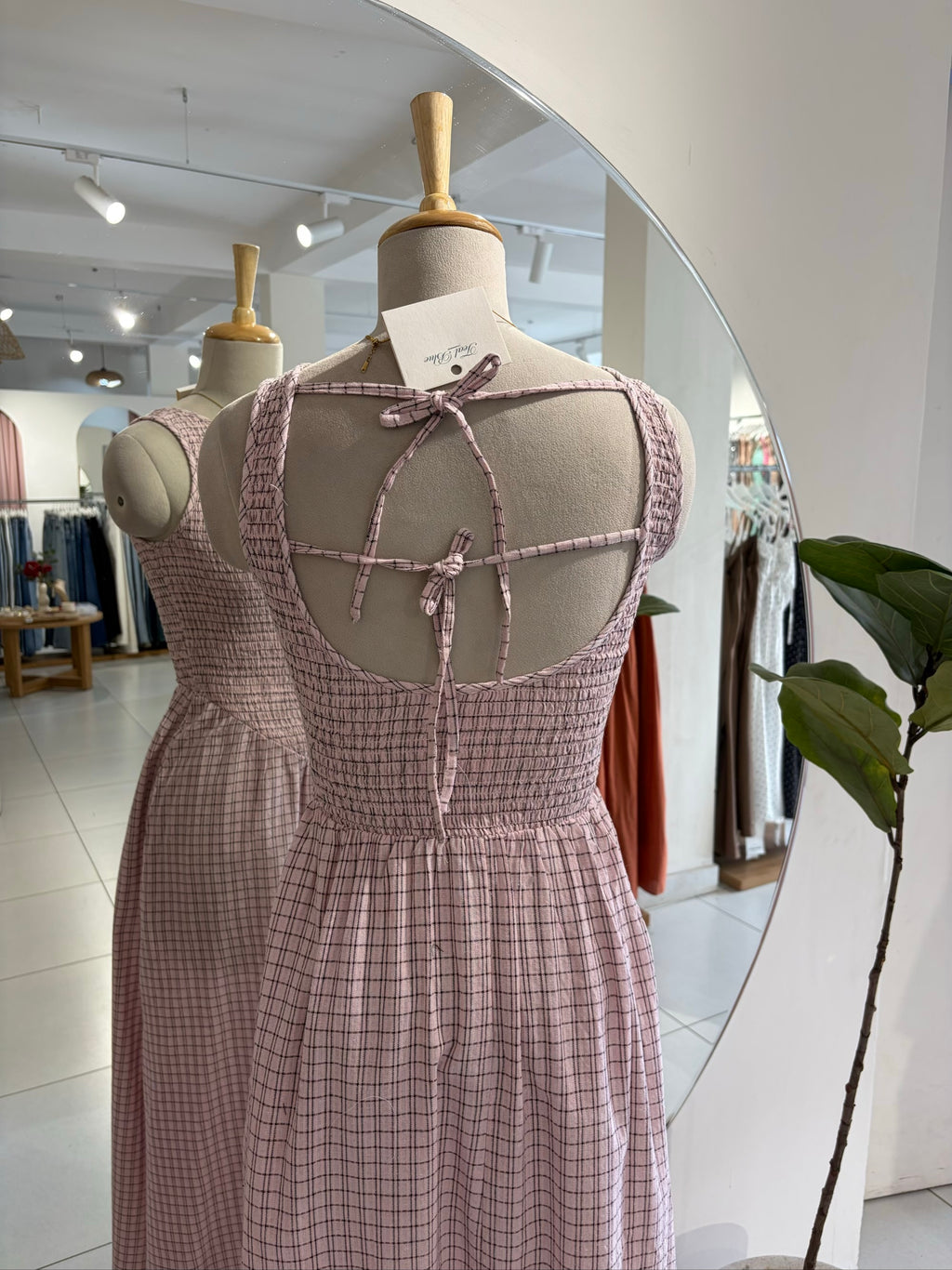 Pink Check Smocked Dress