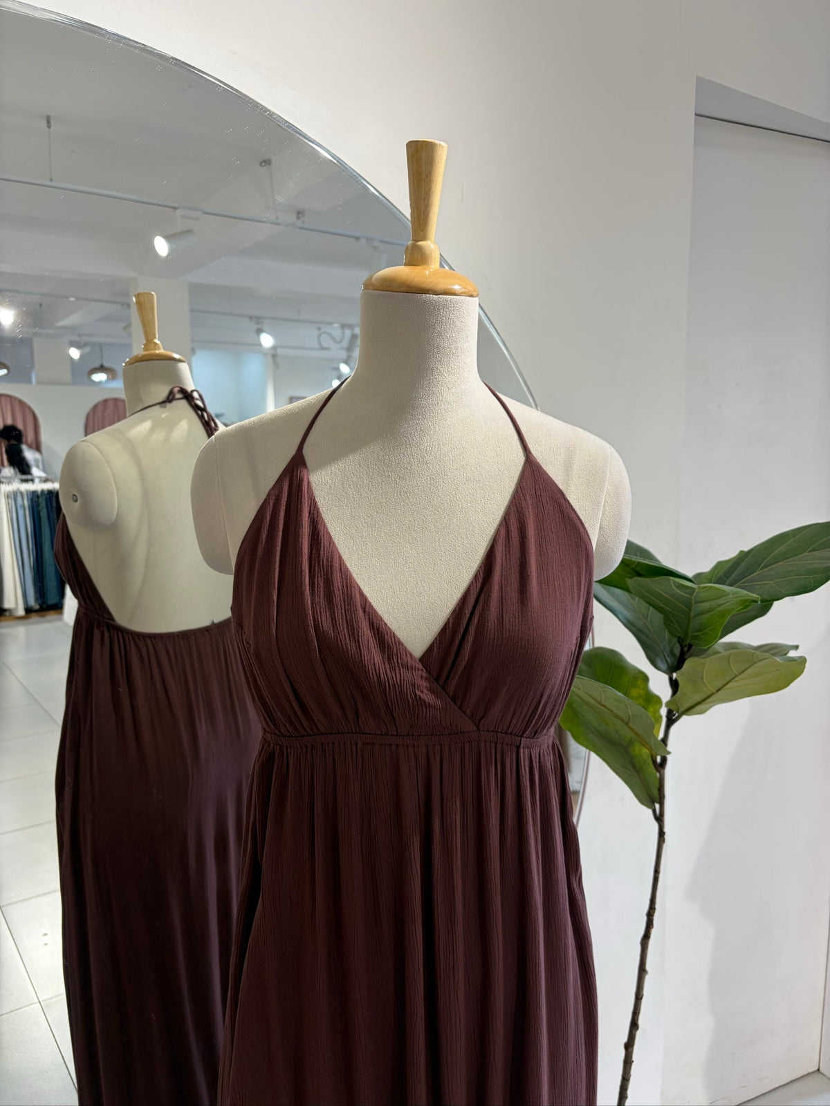 Brown Halter Neck Beach Wear Dress