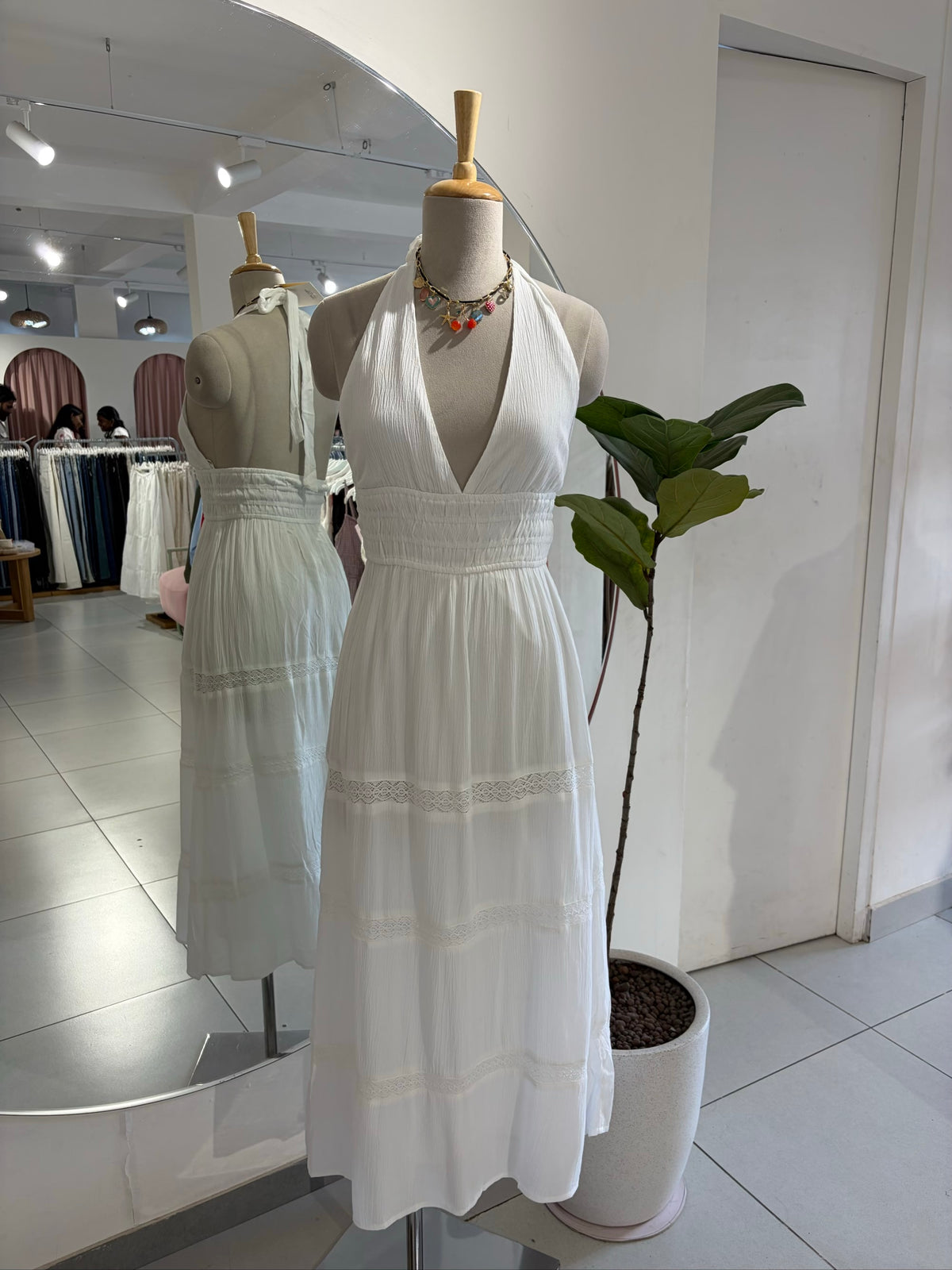 White Halter Neck Dress