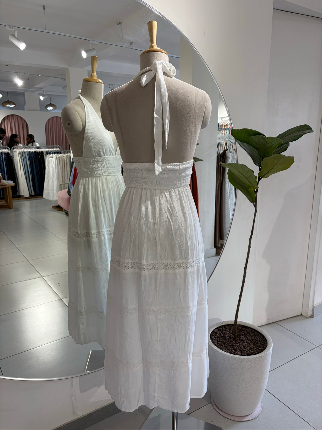 White Halter Neck Dress