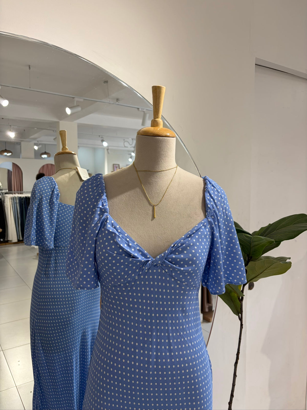 Blue polka Long Dress