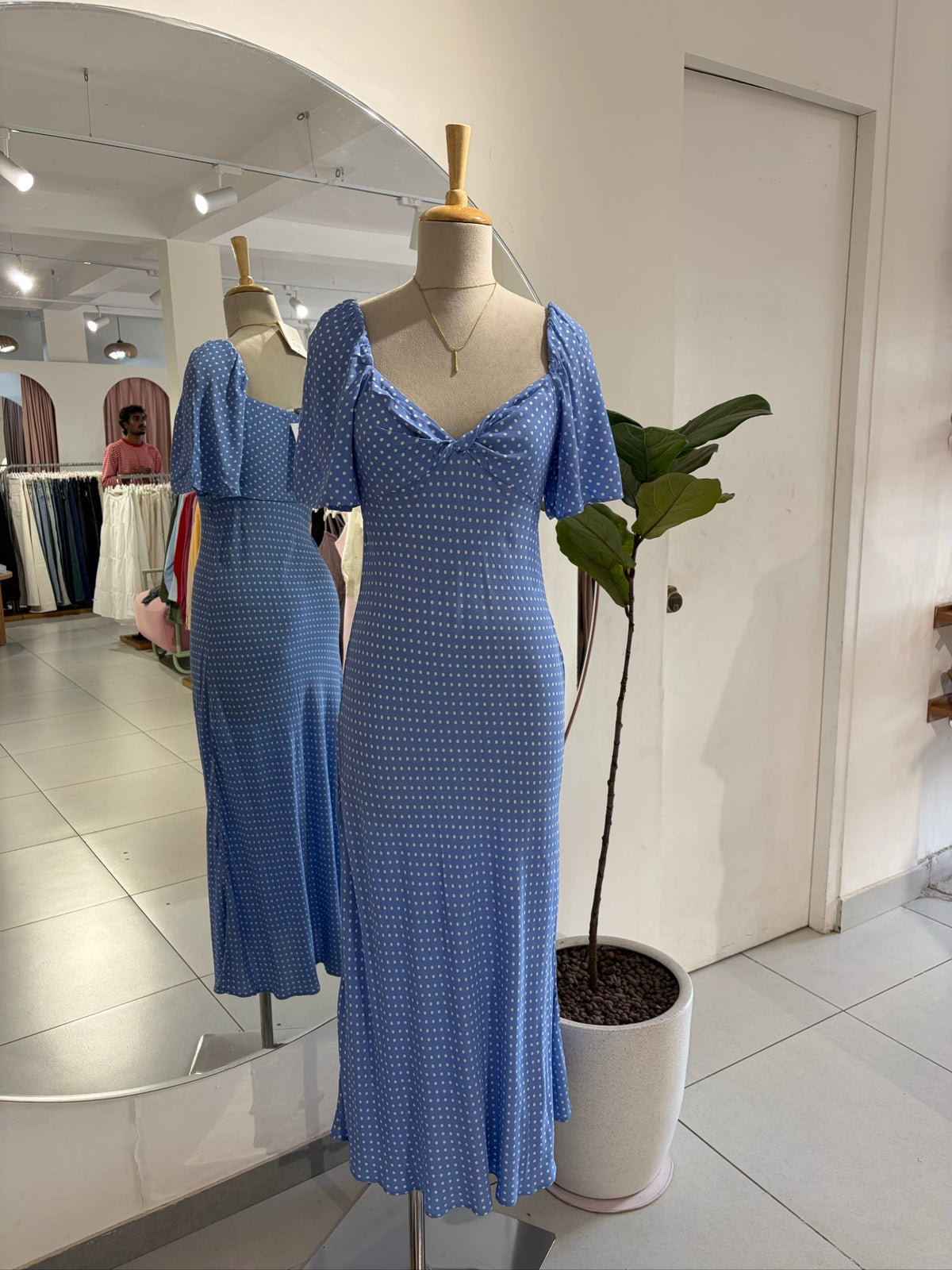 Blue polka Long Dress