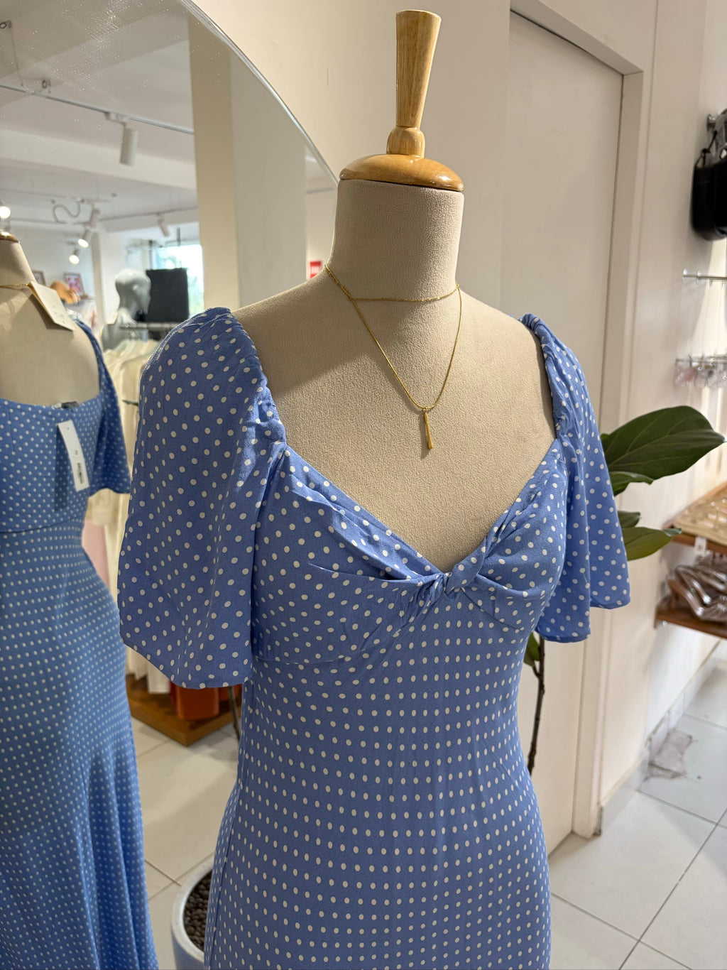 Blue polka Long Dress