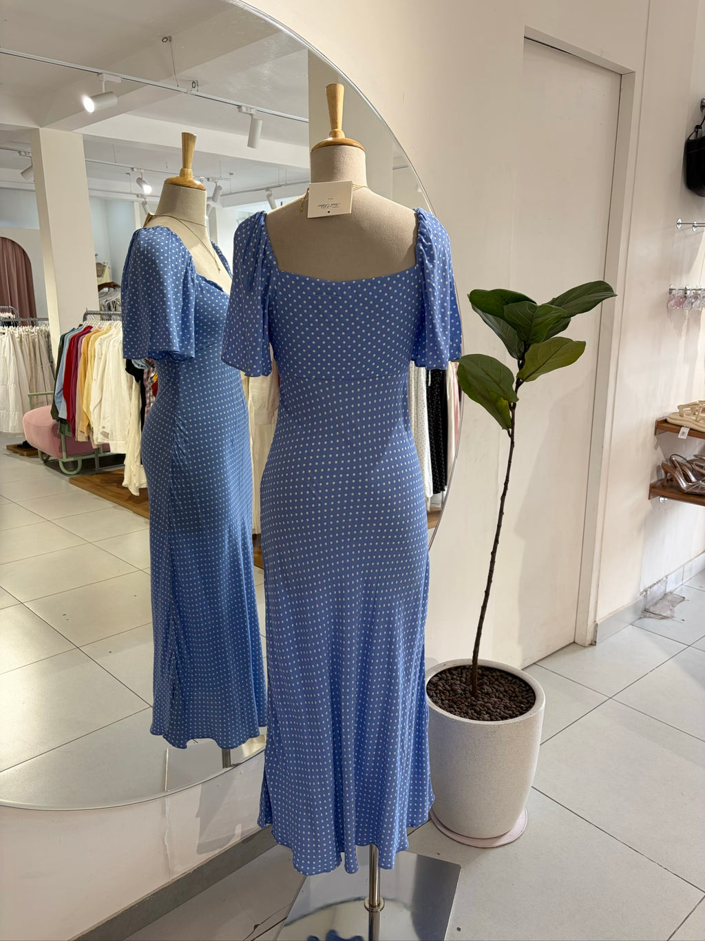 Blue polka Long Dress