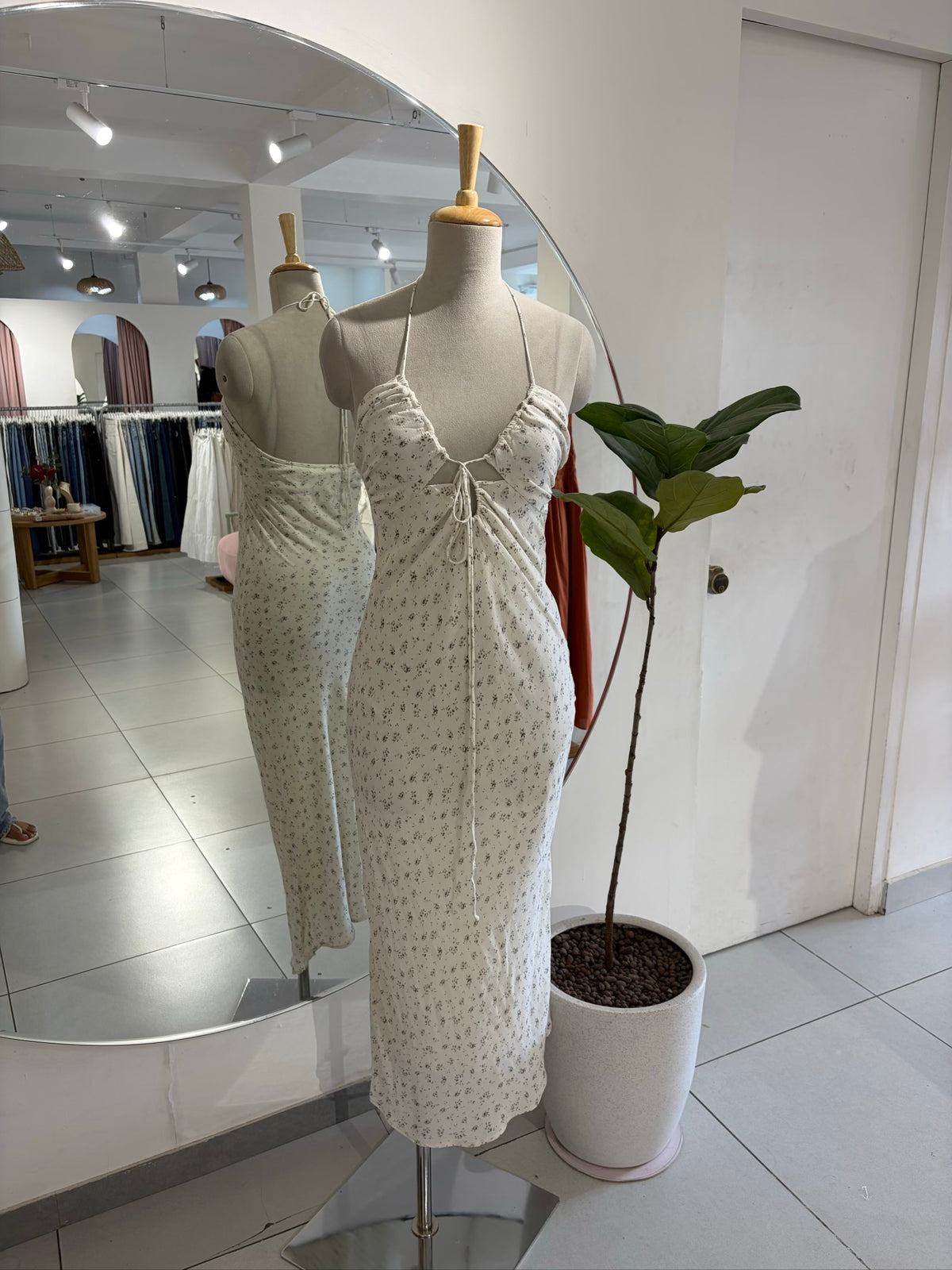 Bershka Halterneck Tie Front Maxi Dress