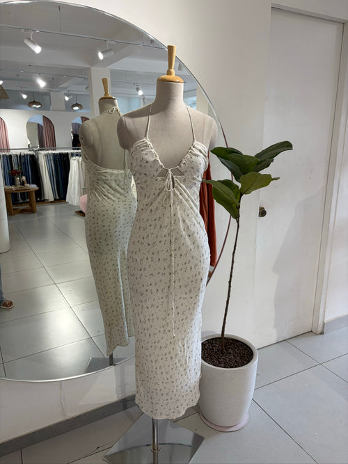 Bershka Halterneck Tie Front Maxi Dress