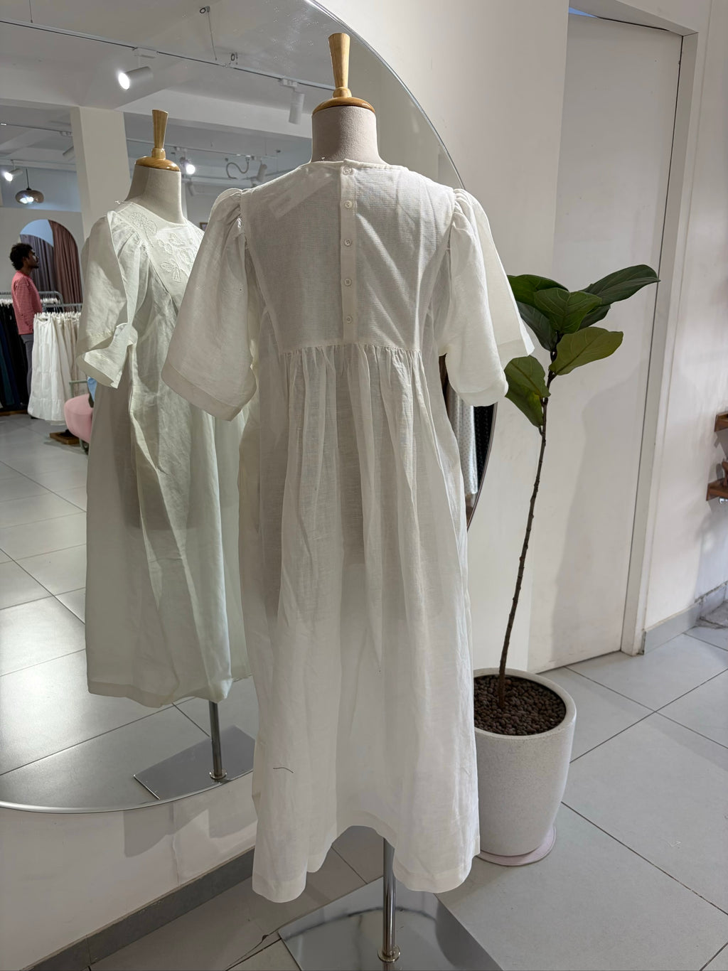 White Short Sleeve with Beaded Yoke