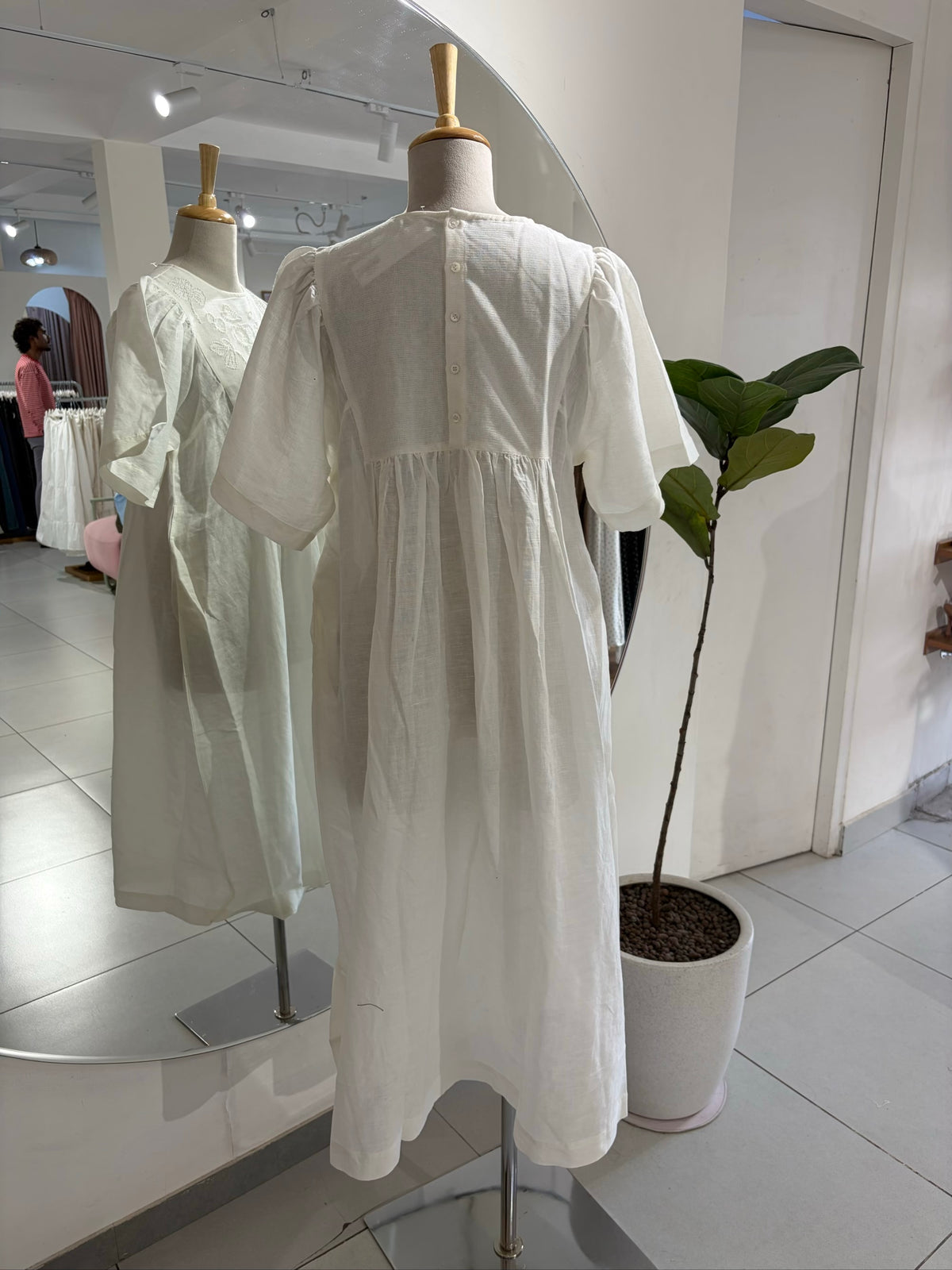 White Short Sleeve with Beaded Yoke