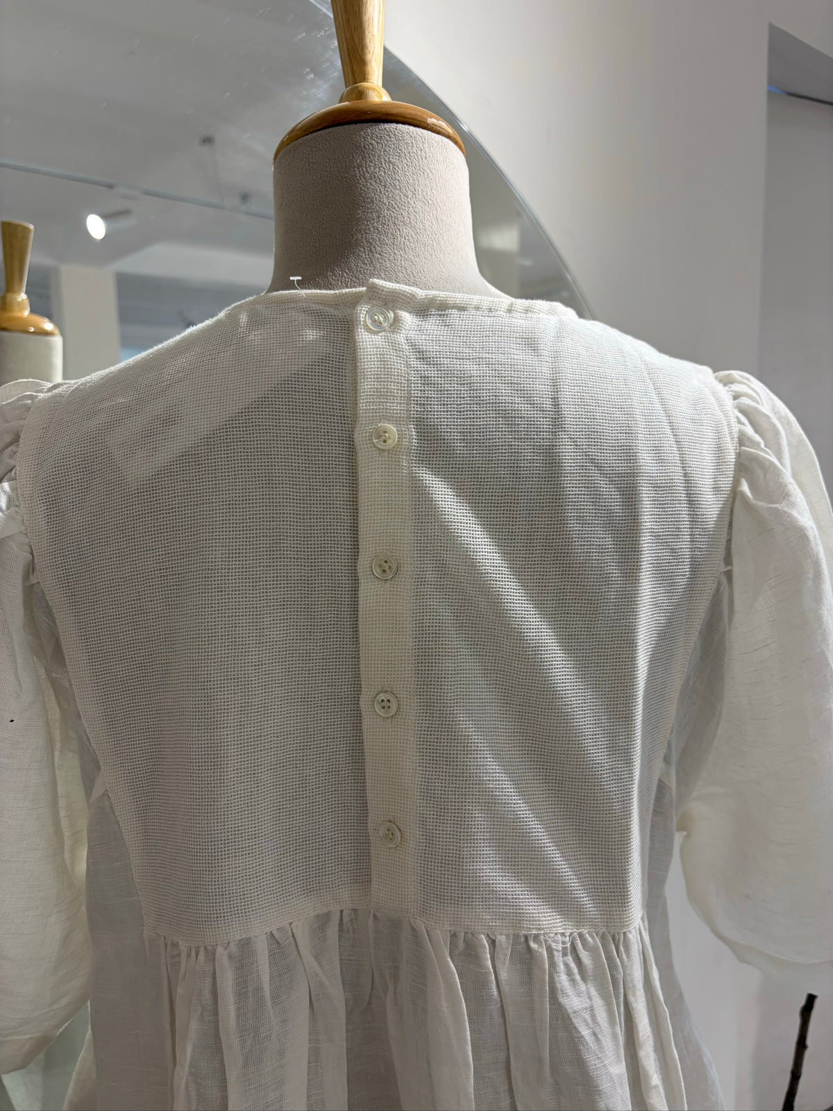 White Short Sleeve with Beaded Yoke