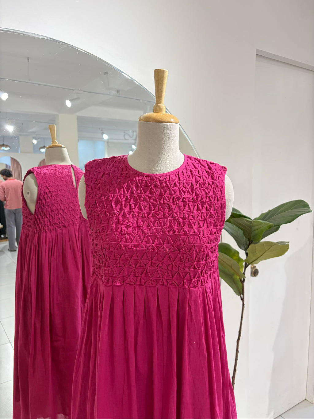 Fuchsia Knotted Yoke Dress